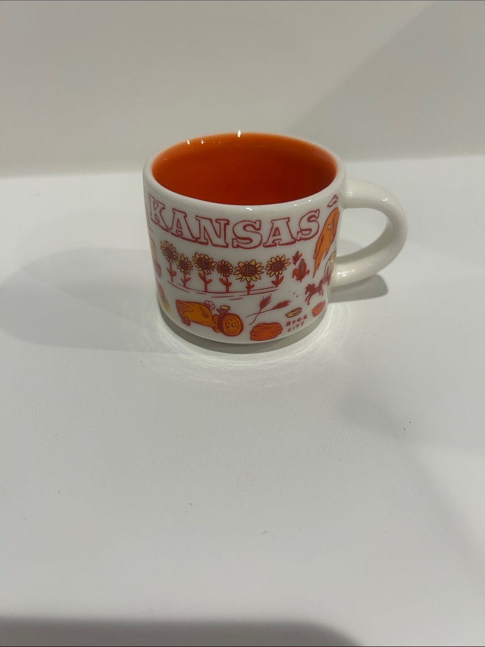 Starbucks Kansas Ceramic Mug in White and Orange